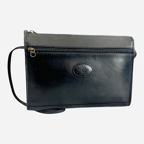 Vintage MARY ANN ROSENFELD Black Leather Shoulder BAG Evening Bag - Picture 5 of 9